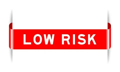 Red color inserted label banner with word low risk on white background Stock Illustration