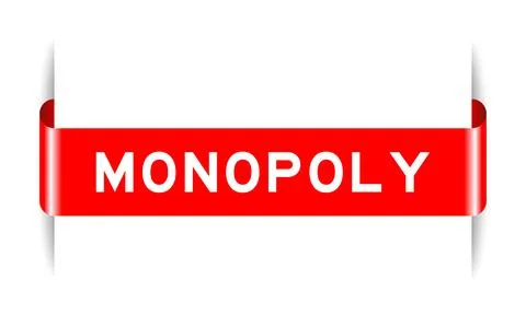 Red color inserted label banner with word monopoly on white background Illustrazione stock
