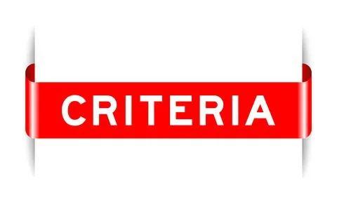 Red color inserted label banner with word criteria on white background Stock Illustration