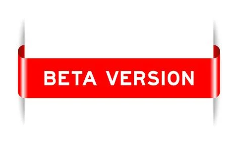 Red color inserted label banner with word beta version on white background イラスト素材