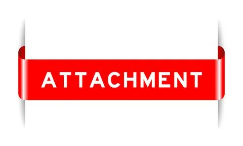 Red color inserted label banner with word attachment on white background Stockillustratie