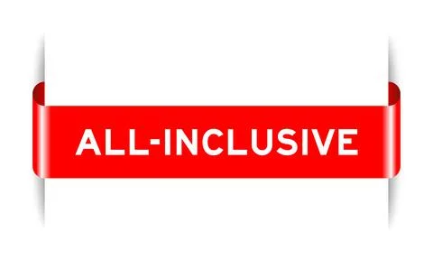Red color inserted label banner with word all-inclusive on white background Stock Illustration