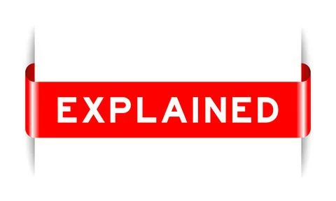 Red color inserted label banner with word explained on white background 스톡 일러스트