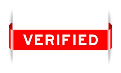 Red color inserted label banner with word verified on white background Stock Illustration