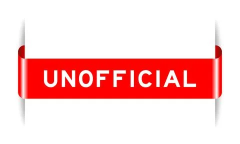Red color inserted label banner with word unofficial on white background Stock Illustration