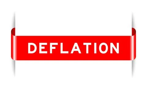 Red color inserted label banner with word deflation on white background 스톡 일러스트