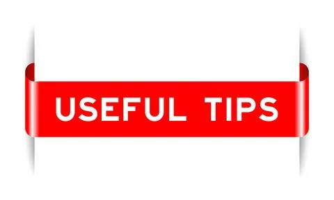 Red color inserted label banner with word useful tips on white background Stock Illustration