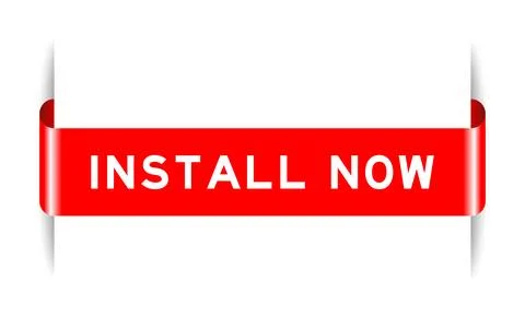 Red color inserted label banner with word install now on white background Stockillustratie