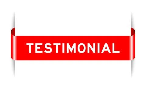 Red color inserted label banner with word testimonial on white background 스톡 일러스트