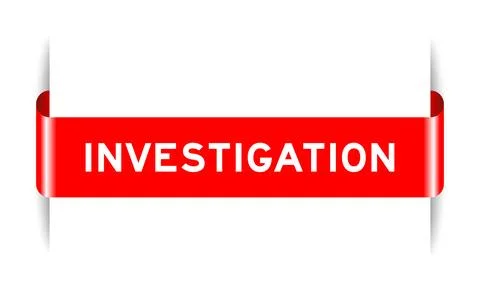 Red color inserted label banner with word investigation on white background Illustrazione stock