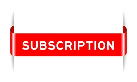Red color inserted label banner with word subscription on white background Stockillustratie