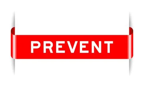 Red color inserted label banner with word prevent on white background Stock Illustration