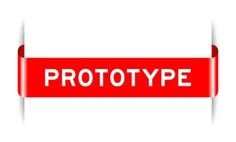 Red color inserted label banner with word prototype on white background Stock Illustration