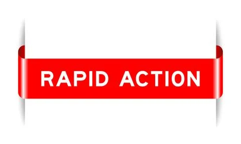 Red color inserted label banner with word rapid action on white background イラスト素材