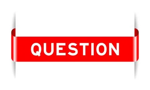 Red color inserted label banner with word question on white background Illustrazione stock