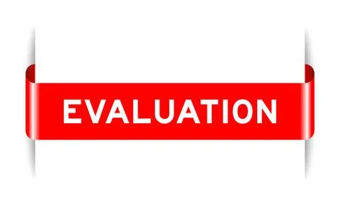 Red color inserted label banner with word evaluation on white background Stock Illustration