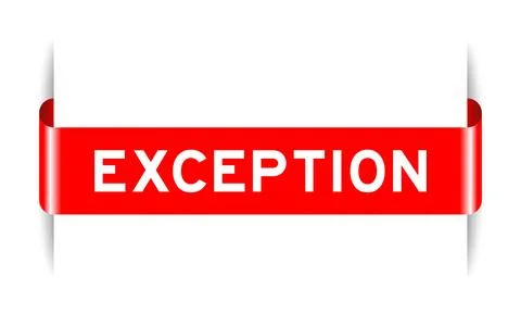 Red color inserted label banner with word exception on white background Stock Illustration