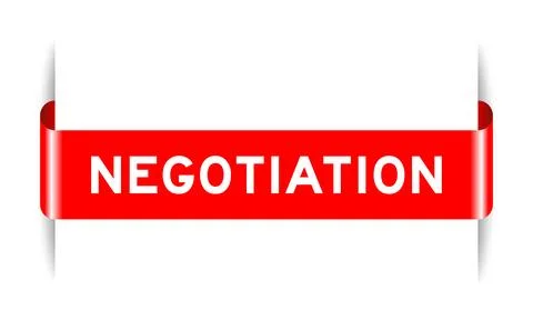 Red color inserted label banner with word negotiation on white background 库存插图