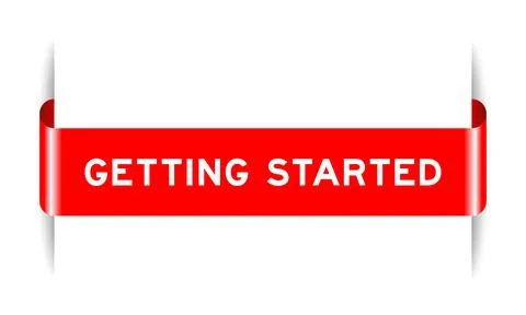 Red color inserted label banner with word getting started on white background Stock Illustration