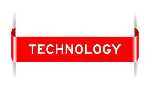 Red color inserted label banner with word technology on white background Stock Illustration