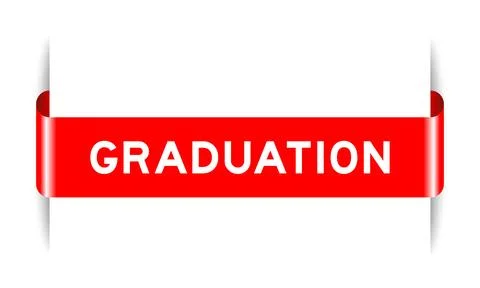 Red color inserted label banner with word graduation on white background Stock Illustration