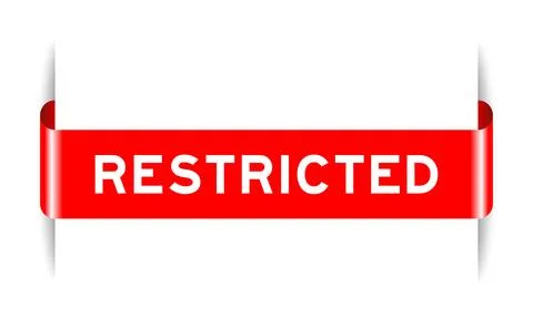 Red color inserted label banner with word restricted on white background Stockillustratie