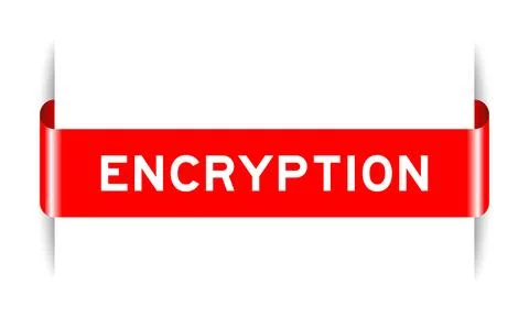 Red color inserted label banner with word encryption on white background Illustration
