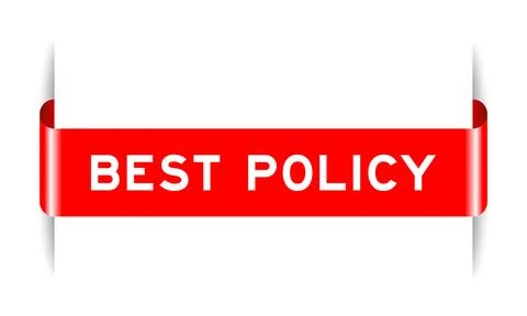 Red color inserted label banner with word best policy on white background Stock Illustration