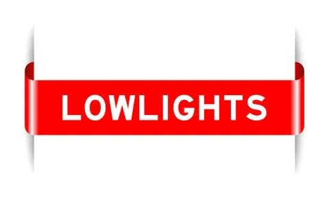 Red color inserted label banner with word lowlights on white background Stock Illustration