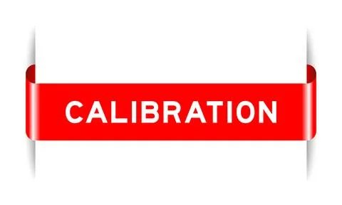 Red color inserted label banner with word calibration on white background Stock Illustration