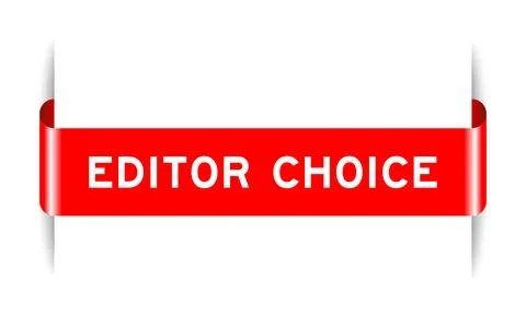 Red color inserted label banner with word editor choice on white background Illustrazione stock