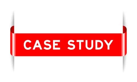 Red color inserted label banner with word case study on white background Stock Illustration