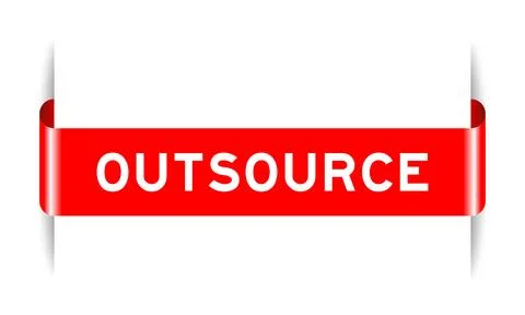 Red color inserted label banner with word outsource on white background Stock-Illustration