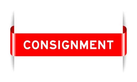 Red color inserted label banner with word consignment on white background Stock Illustration