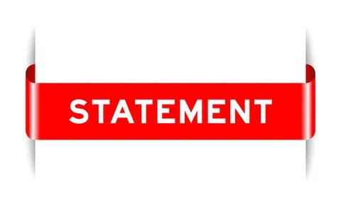 Red color inserted label banner with word statement on white background 스톡 일러스트