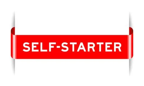 Red color inserted label banner with word self starter on white background 스톡 일러스트