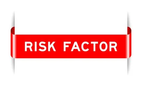 Red color inserted label banner with word risk factor on white background Stockillustratie