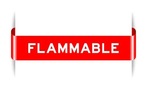 Red color inserted label banner with word flammable on white background Stock Illustration