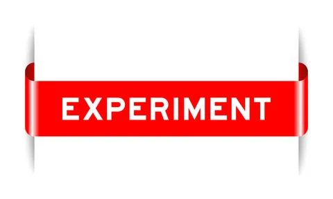Red color inserted label banner with word experiment on white background Stock Illustration
