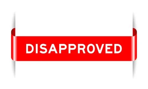 Red color inserted label banner with word disapproved on white background Stock Illustration