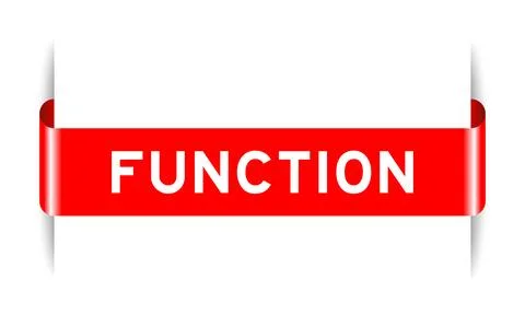 Red color inserted label banner with word function on white background Stock Illustration
