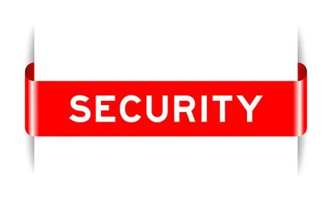 Red color inserted label banner with word security on white background Stock Illustration