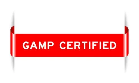 Red color inserted label banner with word GAMP (Abbreviation of Good Automa.. 스톡 일러스트