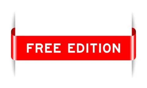 Red color inserted label banner with word free edition on white background イラスト素材