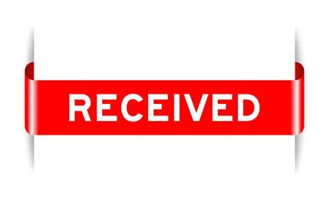 Red color inserted label banner with word received on white background Stock Illustration
