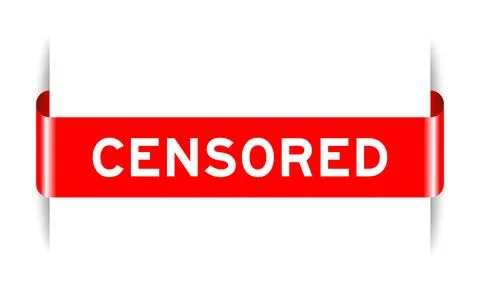 Red color inserted label banner with word censored on white background Stock Illustration