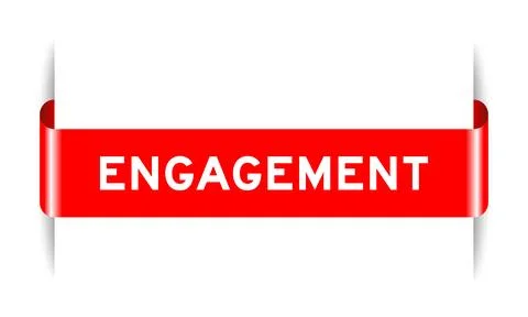 Red color inserted label banner with word engagement on white background イラスト素材