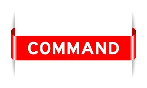 Red color inserted label banner with word command on white background Stock Illustration