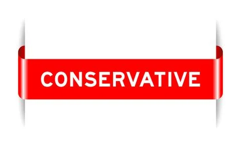 Red color inserted label banner with word conservative on white background Stock Illustration