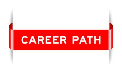 Red color inserted label banner with word career path on white background Stockillustratie